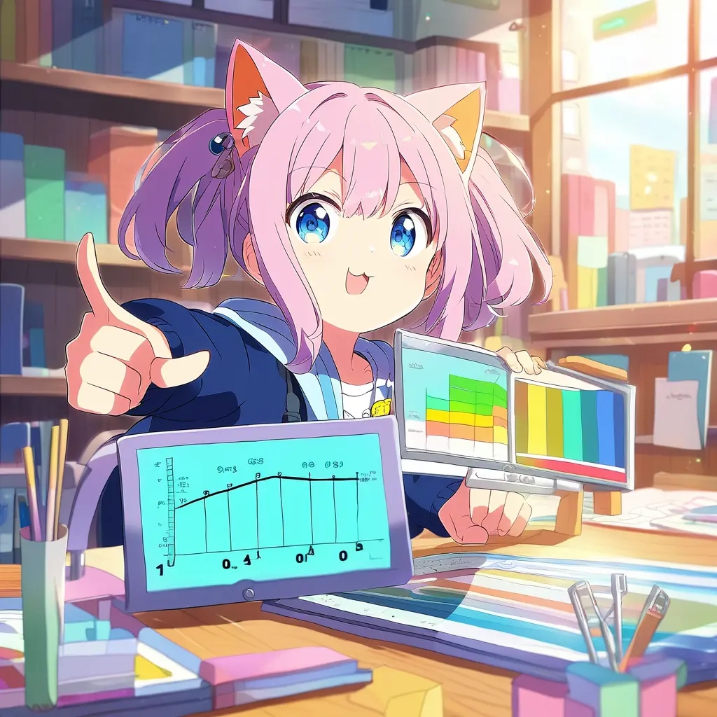 cat girl showing analytics 